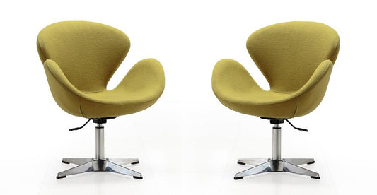 Manhattan Comfort - Raspberry Wool Blend Accent Chair with Metal Legs in Green and Polished Chrome - Set of 2 - 2-AC038-GR veiw 1