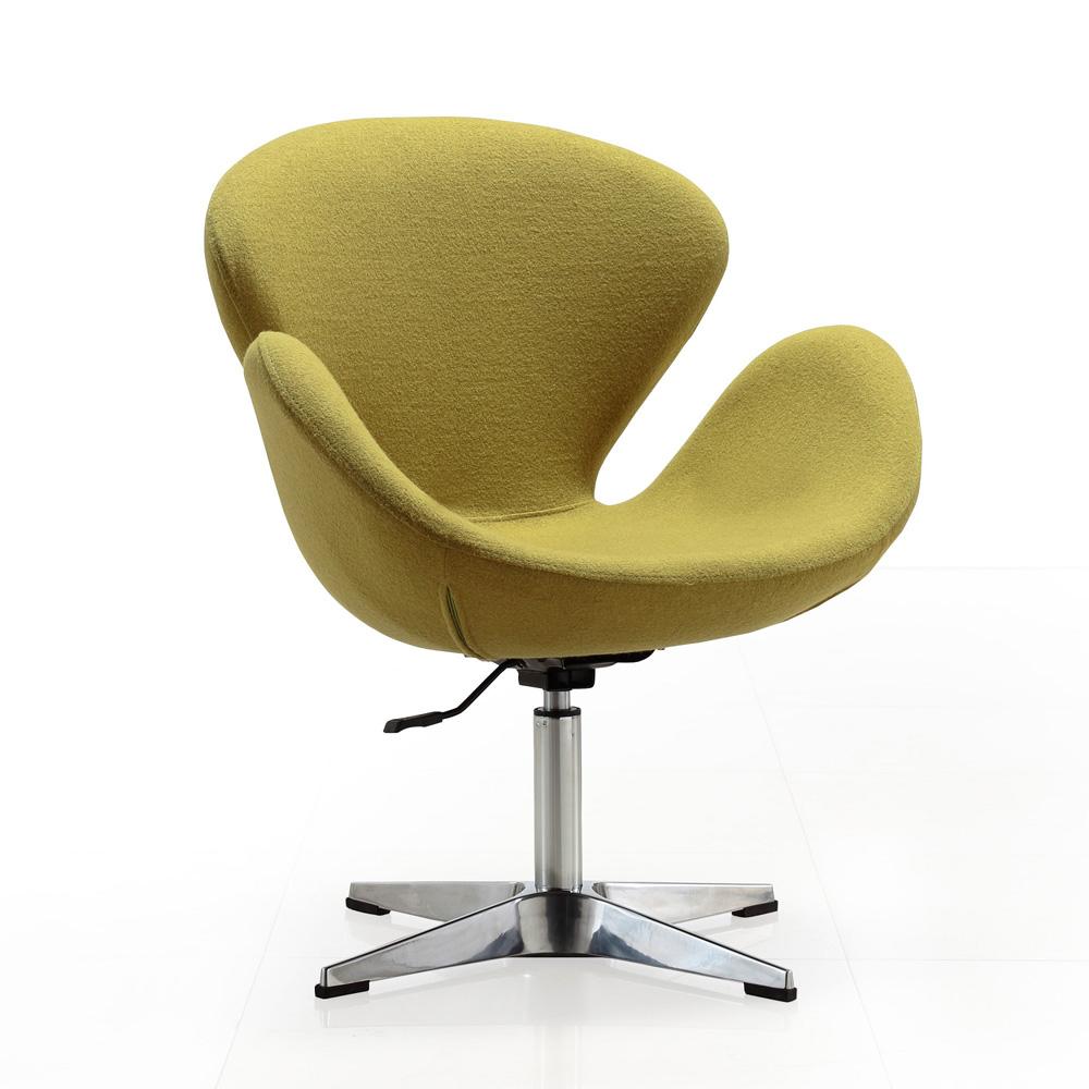 Manhattan Comfort - Raspberry Wool Blend Accent Chair with Metal Legs in Green and Polished Chrome - Set of 2 - 2-AC038-GR veiw 2