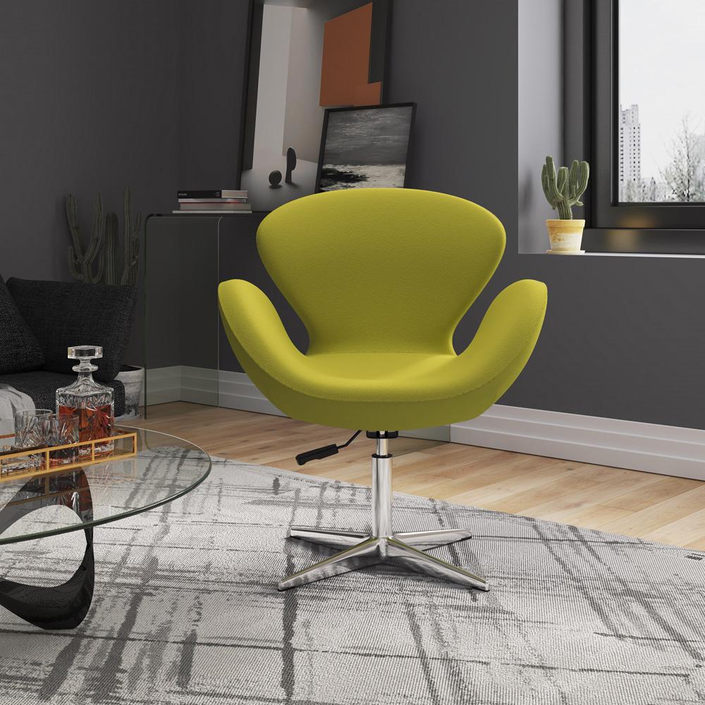 Manhattan Comfort - Raspberry Wool Blend Accent Chair with Metal Legs in Green and Polished Chrome - Set of 2 - 2-AC038-GR veiw 6
