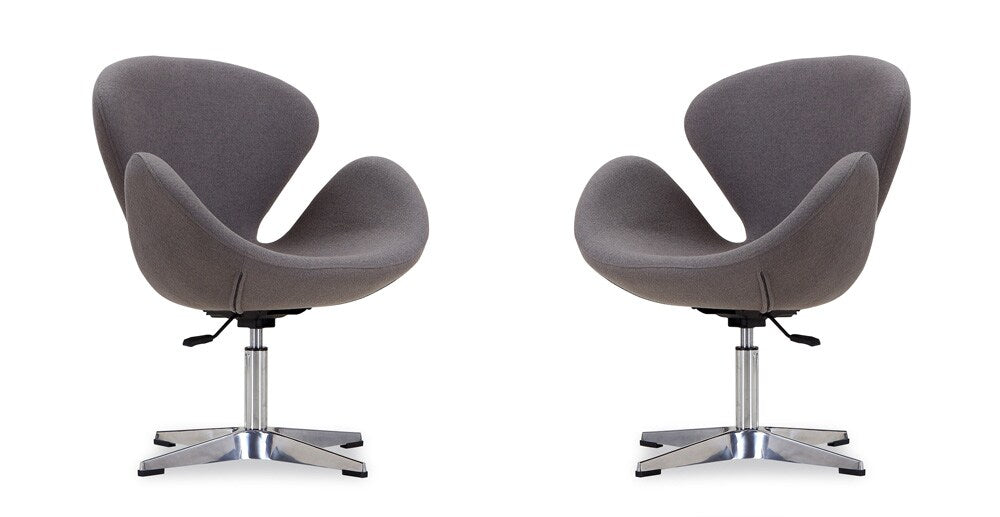 Manhattan Comfort - Raspberry Wool Blend Accent Chair with Metal Legs in Grey and Polished Chrome - Set of 2 - 2-AC038-GY veiw 1