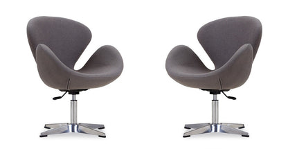 Manhattan Comfort - Raspberry Wool Blend Accent Chair with Metal Legs in Grey and Polished Chrome - Set of 2 - 2-AC038-GY veiw 1