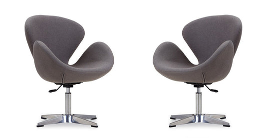 Manhattan Comfort - Raspberry Wool Blend Accent Chair with Metal Legs in Grey and Polished Chrome - Set of 2 - 2-AC038-GY veiw 1