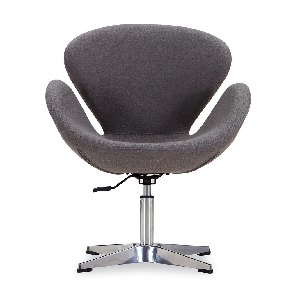 Manhattan Comfort - Raspberry Wool Blend Accent Chair with Metal Legs in Grey and Polished Chrome - Set of 2 - 2-AC038-GY veiw 3