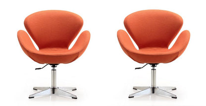 Manhattan Comfort - Raspberry Wool Blend Accent Chair with Metal Legs in Orange and Polished Chrome - Set of 2 - 2-AC038-OR veiw 1