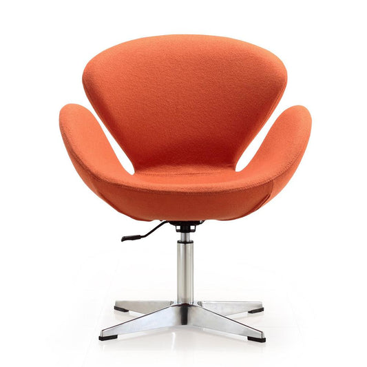 Manhattan Comfort - Raspberry Wool Blend Accent Chair with Metal Legs in Orange and Polished Chrome - Set of 2 - 2-AC038-OR veiw 2
