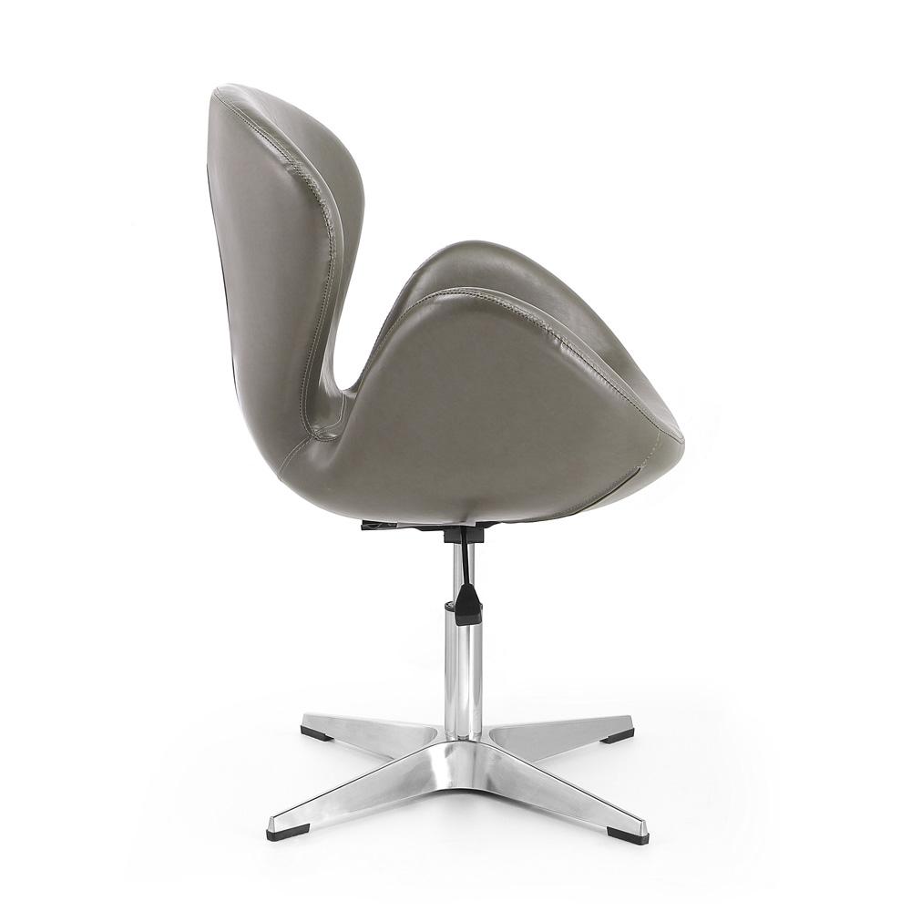 Manhattan Comfort - Raspberry Faux Leather Accent Chair with Metal Legs in Pebble and Polished Chrome - Set of 2 - 2-AC038-PE veiw 5