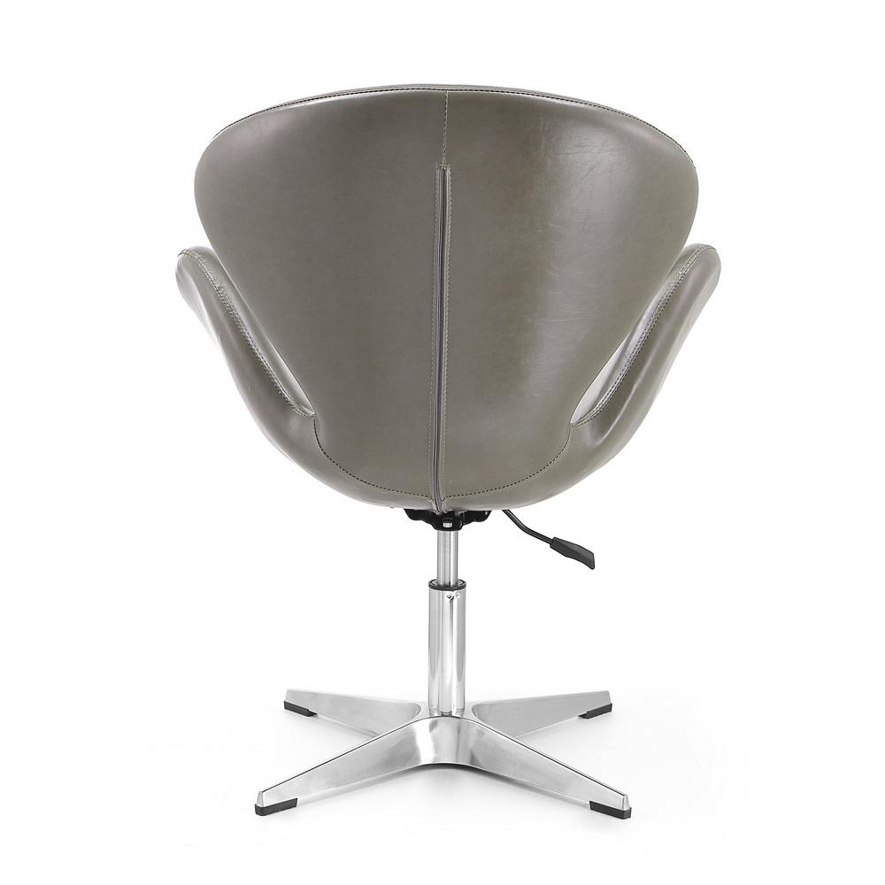 Manhattan Comfort - Raspberry Faux Leather Accent Chair with Metal Legs in Pebble and Polished Chrome - Set of 2 - 2-AC038-PE veiw 6