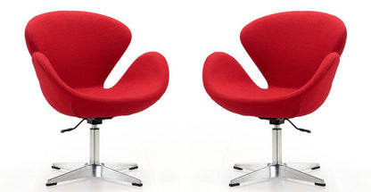 Manhattan Comfort - Raspberry Wool Blend Accent Chair with Metal Legs in Red and Polished Chrome - Set of 2 - 2-AC038-RD veiw 1