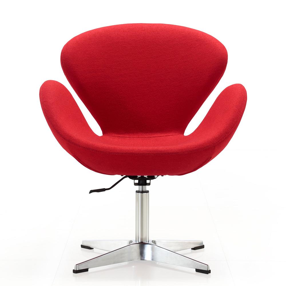 Manhattan Comfort - Raspberry Wool Blend Accent Chair with Metal Legs in Red and Polished Chrome - Set of 2 - 2-AC038-RD veiw 3