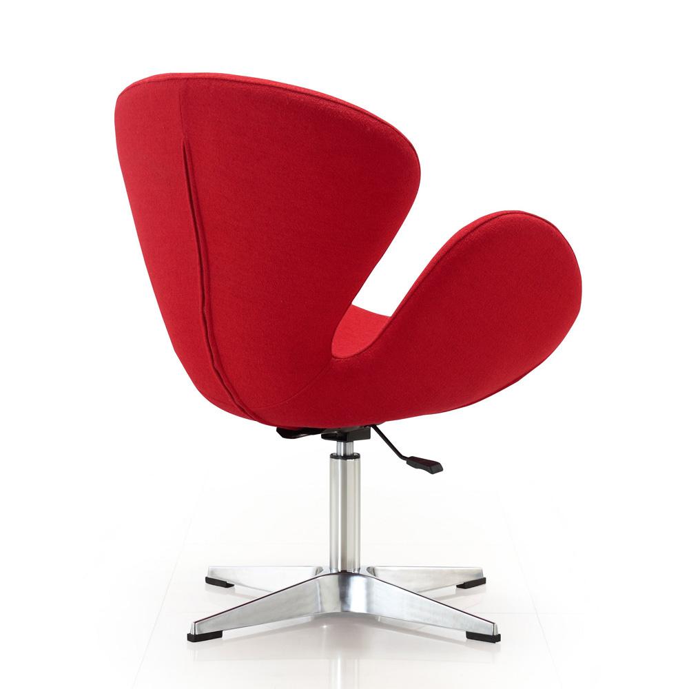Manhattan Comfort - Raspberry Wool Blend Accent Chair with Metal Legs in Red and Polished Chrome - Set of 2 - 2-AC038-RD veiw 4