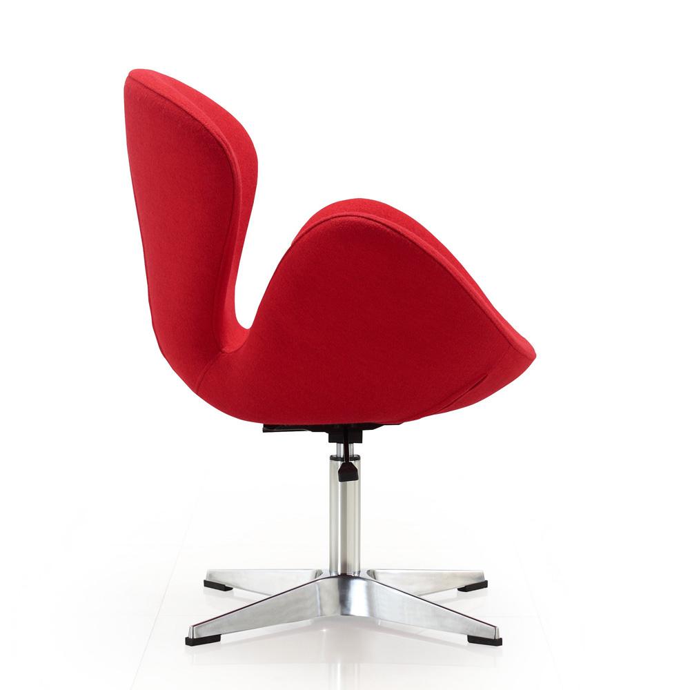 Manhattan Comfort - Raspberry Wool Blend Accent Chair with Metal Legs in Red and Polished Chrome - Set of 2 - 2-AC038-RD veiw 5