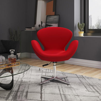 Manhattan Comfort - Raspberry Wool Blend Accent Chair with Metal Legs in Red and Polished Chrome - Set of 2 - 2-AC038-RD veiw 6