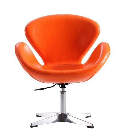 Manhattan Comfort - Raspberry Faux Leather Accent Chair with Metal Legs in Tangerine and Polished Chrome - Set of 2 - 2-AC038-TR veiw 3