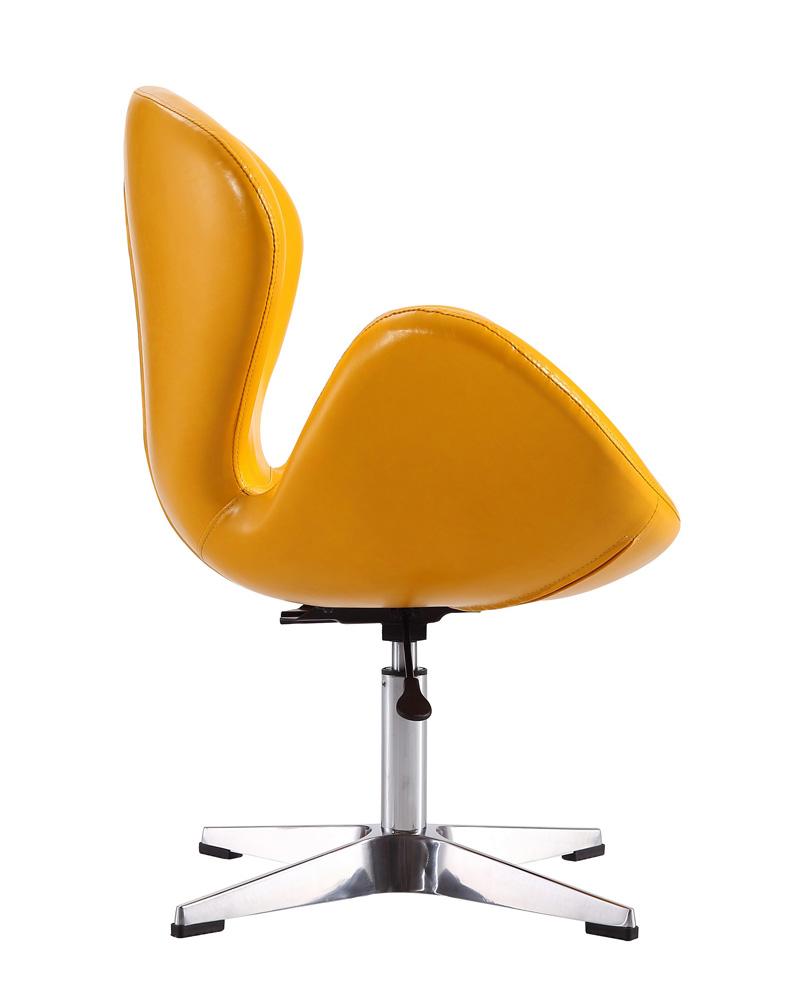 Manhattan Comfort - Raspberry Faux Leather Accent Chair with Metal Legs in Yellow and Polished Chrome - Set of 2 - 2-AC038-YL veiw 5