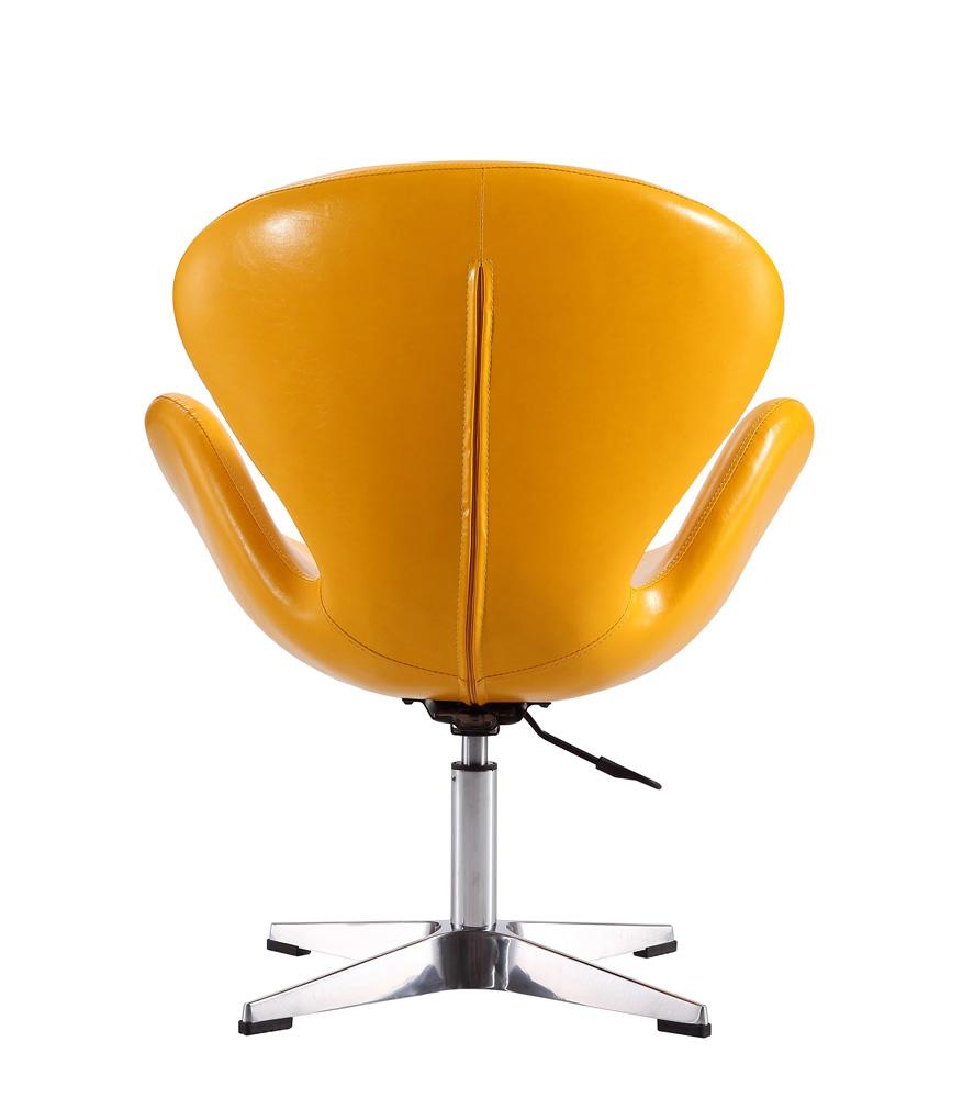 Manhattan Comfort - Raspberry Faux Leather Accent Chair with Metal Legs in Yellow and Polished Chrome - Set of 2 - 2-AC038-YL veiw 6