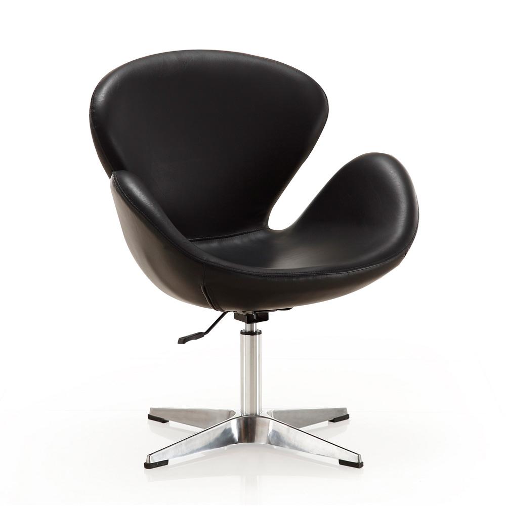 Manhattan Comfort - Raspberry Faux Leather Accent Chair with Metal Legs in Black and Polished Chrome - AC038-BK veiw 1