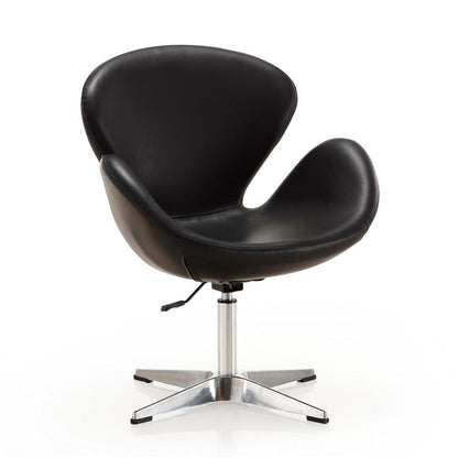 Manhattan Comfort - Raspberry Faux Leather Accent Chair with Metal Legs in Black and Polished Chrome - AC038-BK veiw 1