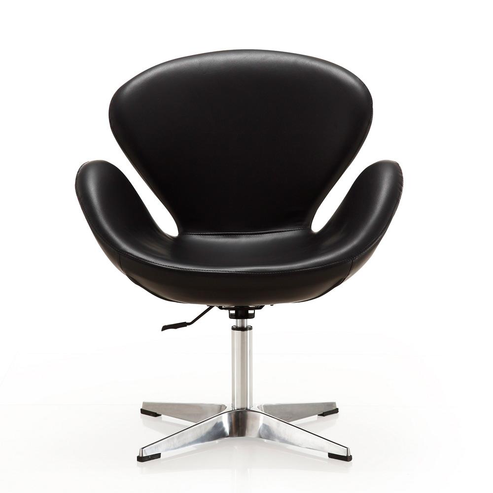 Manhattan Comfort - Raspberry Faux Leather Accent Chair with Metal Legs in Black and Polished Chrome - AC038-BK veiw 2
