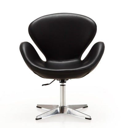 Manhattan Comfort - Raspberry Faux Leather Accent Chair with Metal Legs in Black and Polished Chrome - AC038-BK veiw 2