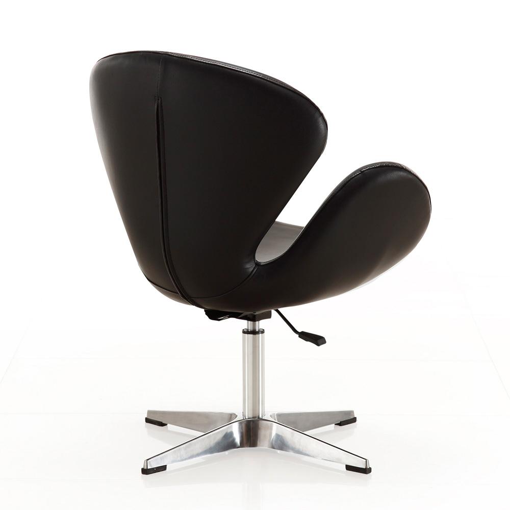 Manhattan Comfort - Raspberry Faux Leather Accent Chair with Metal Legs in Black and Polished Chrome - AC038-BK veiw 3