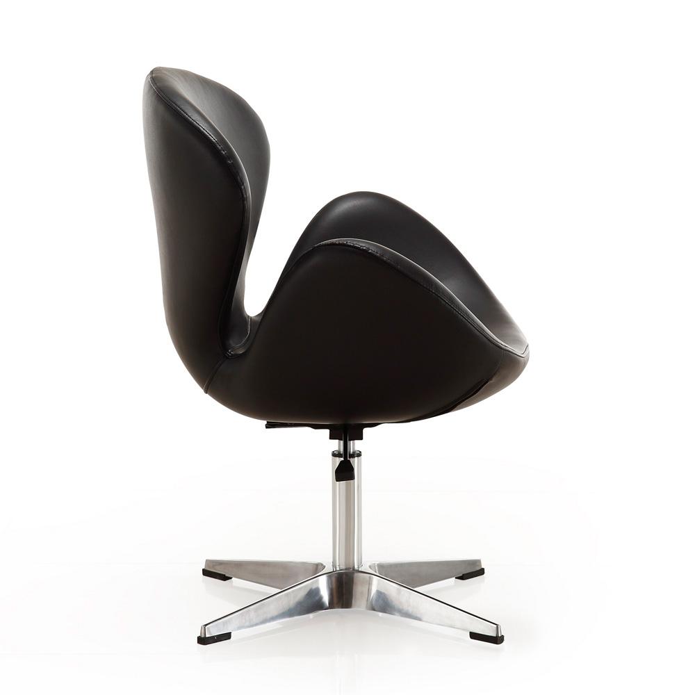 Manhattan Comfort - Raspberry Faux Leather Accent Chair with Metal Legs in Black and Polished Chrome - AC038-BK veiw 4