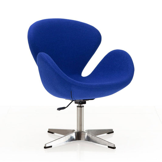 Manhattan Comfort - Raspberry Wool Blend Accent Chair with Metal Legs in Blue and Polished Chrome - AC038-BL veiw 1