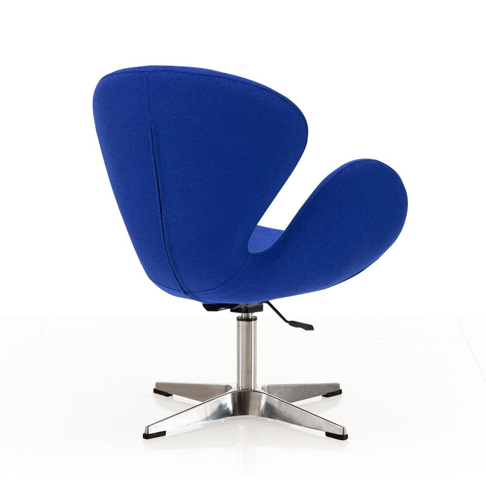 Manhattan Comfort - Raspberry Wool Blend Accent Chair with Metal Legs in Blue and Polished Chrome - AC038-BL veiw 3
