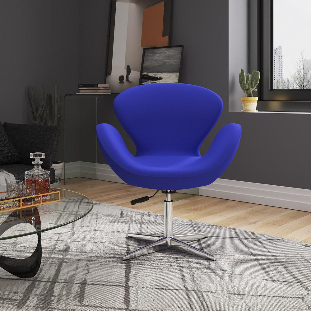 Manhattan Comfort - Raspberry Wool Blend Accent Chair with Metal Legs in Blue and Polished Chrome - AC038-BL veiw 5
