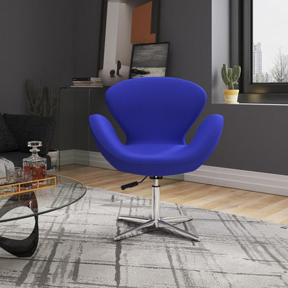 Manhattan Comfort - Raspberry Wool Blend Accent Chair with Metal Legs in Blue and Polished Chrome - AC038-BL veiw 5