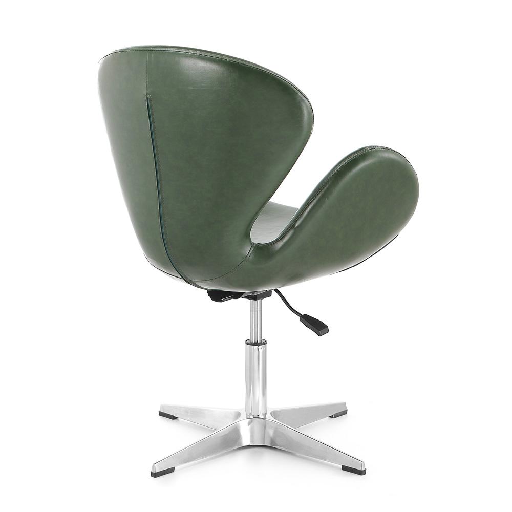 Manhattan Comfort - Raspberry Faux Leather Accent Chair with Metal Legs in Forest Green and Polished Chrome - AC038-FG veiw 3