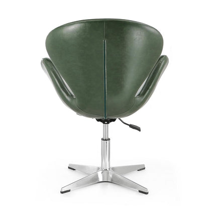 Manhattan Comfort - Raspberry Faux Leather Accent Chair with Metal Legs in Forest Green and Polished Chrome - AC038-FG veiw 5