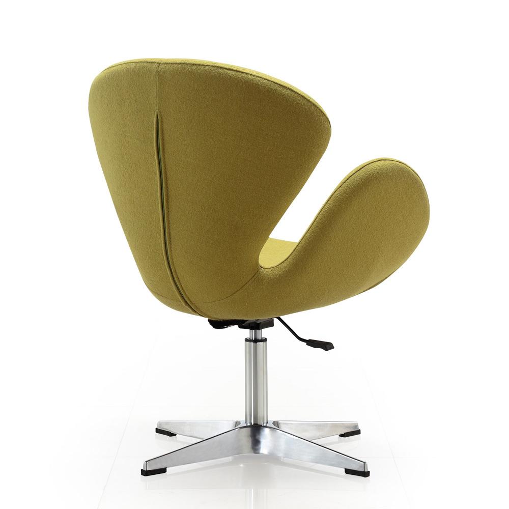 Manhattan Comfort - Raspberry Wool Blend Accent Chair with Metal Legs in Green and Polished Chrome - AC038-GR veiw 3