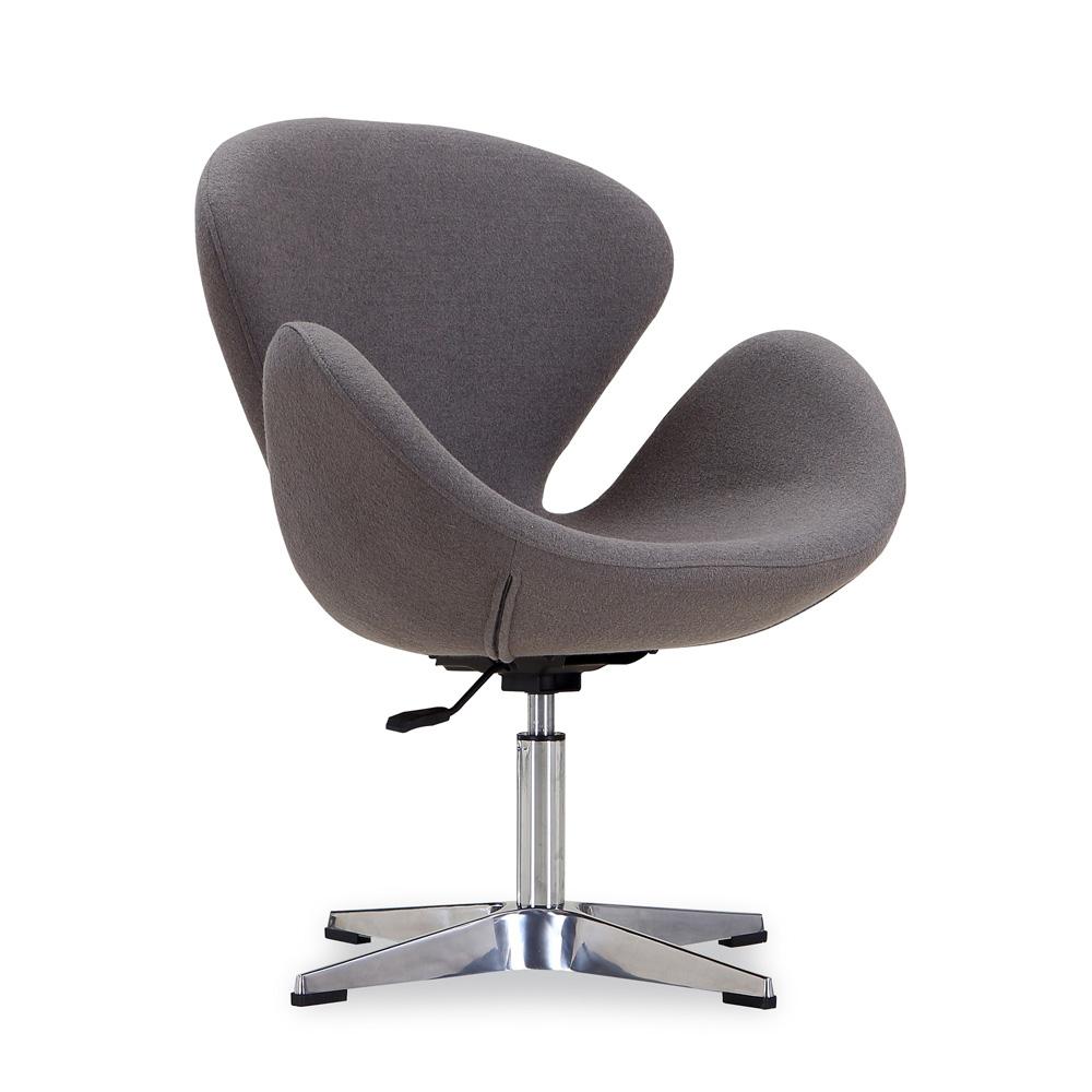 Manhattan Comfort - Raspberry Wool Blend Accent Chair with Metal Legs in Grey and Polished Chrome - AC038-GY veiw 1