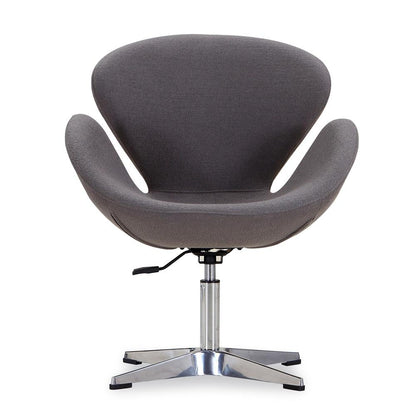 Manhattan Comfort - Raspberry Wool Blend Accent Chair with Metal Legs in Grey and Polished Chrome - AC038-GY veiw 2
