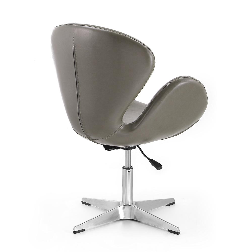 Manhattan Comfort - Raspberry Faux Leather Accent Chair with Metal Legs in Pebble and Polished Chrome - AC038-PE veiw 3