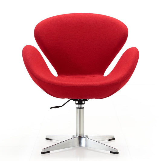 Manhattan Comfort - Raspberry Wool Blend Accent Chair with Metal Legs in Red and Polished Chrome - AC038-RD veiw 2