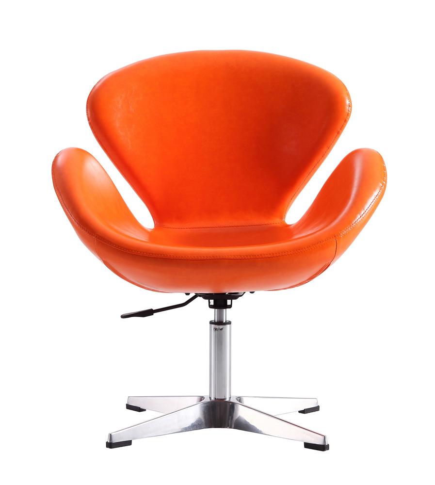 Manhattan Comfort - Raspberry Faux Leather Accent Chair with Metal Legs in Tangerine and Polished Chrome - AC038-TR veiw 2