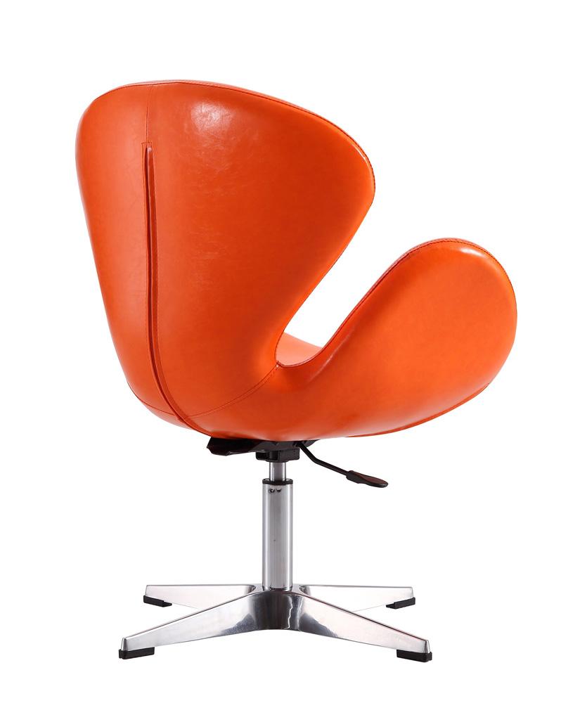 Manhattan Comfort - Raspberry Faux Leather Accent Chair with Metal Legs in Tangerine and Polished Chrome - AC038-TR veiw 3