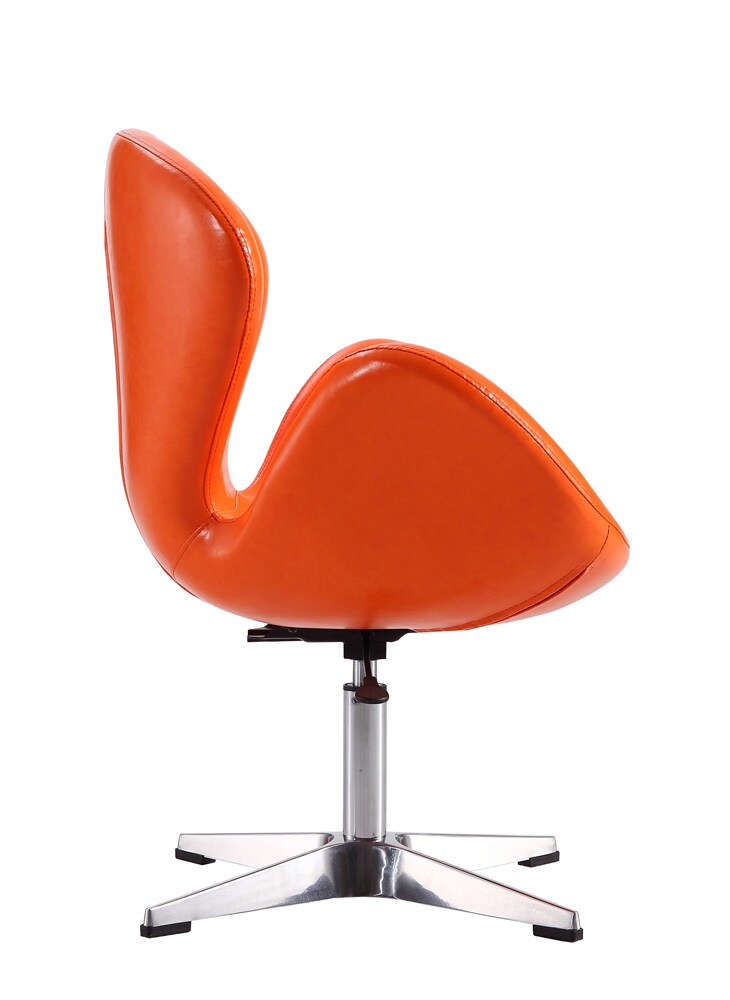 Manhattan Comfort - Raspberry Faux Leather Accent Chair with Metal Legs in Tangerine and Polished Chrome - AC038-TR veiw 4