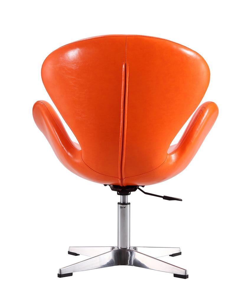 Manhattan Comfort - Raspberry Faux Leather Accent Chair with Metal Legs in Tangerine and Polished Chrome - AC038-TR veiw 5