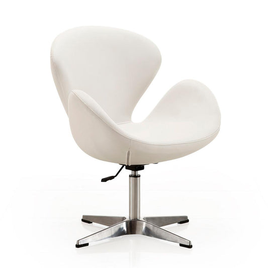 Manhattan Comfort - Raspberry Faux Leather Accent Chair with Metal Legs in White and Polished Chrome - AC038-WH veiw 1