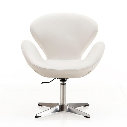 Manhattan Comfort - Raspberry Faux Leather Accent Chair with Metal Legs in White and Polished Chrome - AC038-WH veiw 2