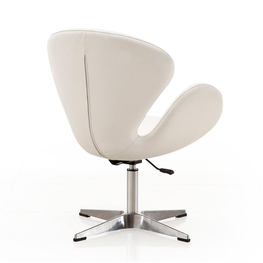 Manhattan Comfort - Raspberry Faux Leather Accent Chair with Metal Legs in White and Polished Chrome - AC038-WH veiw 3