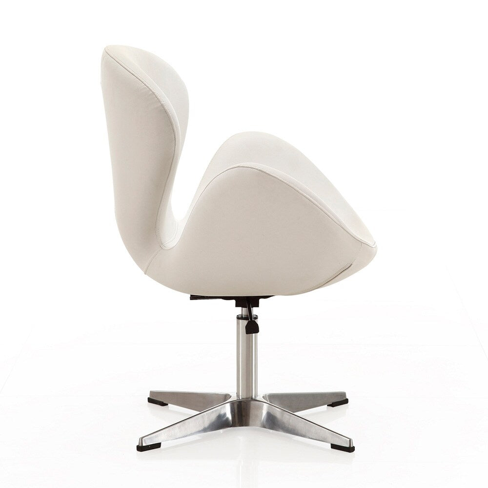 Manhattan Comfort - Raspberry Faux Leather Accent Chair with Metal Legs in White and Polished Chrome - AC038-WH veiw 4