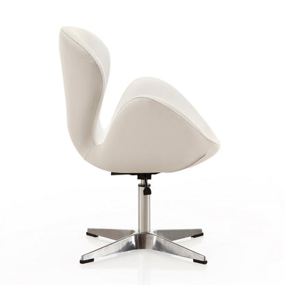 Manhattan Comfort - Raspberry Faux Leather Accent Chair with Metal Legs in White and Polished Chrome - AC038-WH veiw 4
