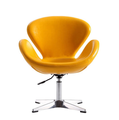 Manhattan Comfort - Raspberry Faux Leather Accent Chair with Metal Legs in Yellow and Polished Chrome - AC038-YL veiw 2