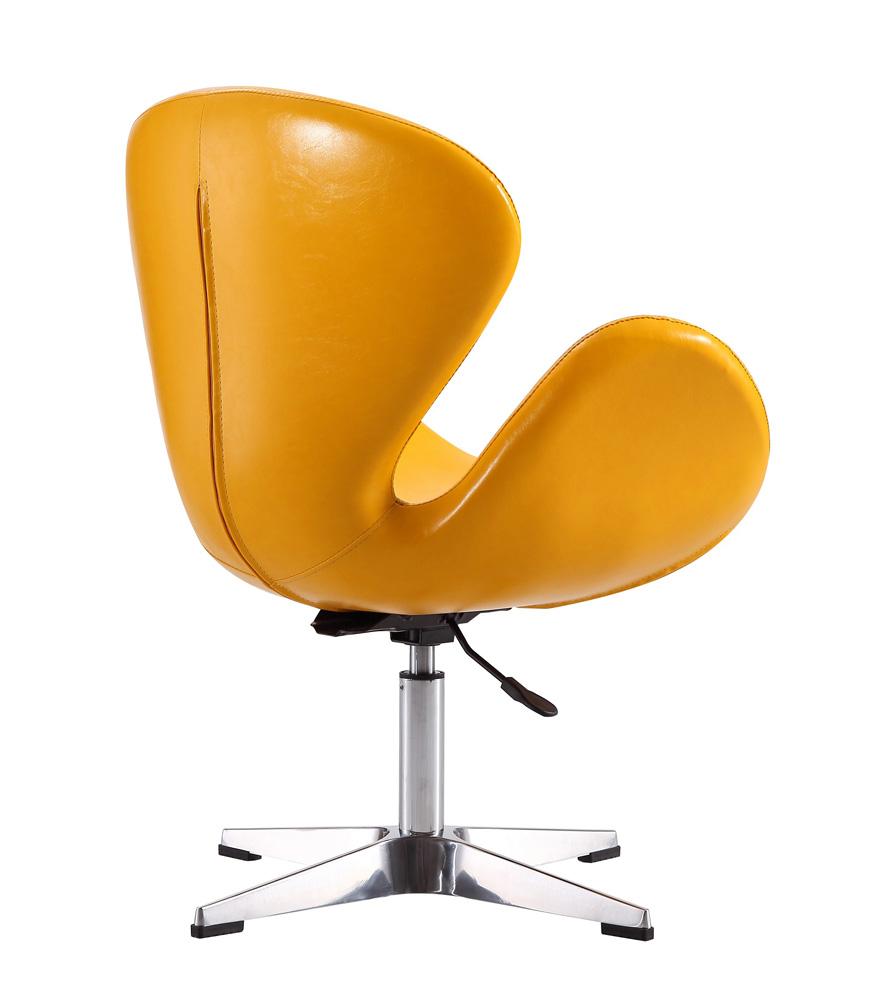 Manhattan Comfort - Raspberry Faux Leather Accent Chair with Metal Legs in Yellow and Polished Chrome - AC038-YL veiw 3