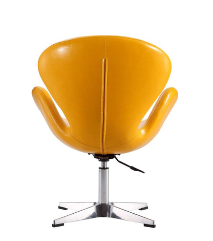 Manhattan Comfort - Raspberry Faux Leather Accent Chair with Metal Legs in Yellow and Polished Chrome - AC038-YL veiw 5