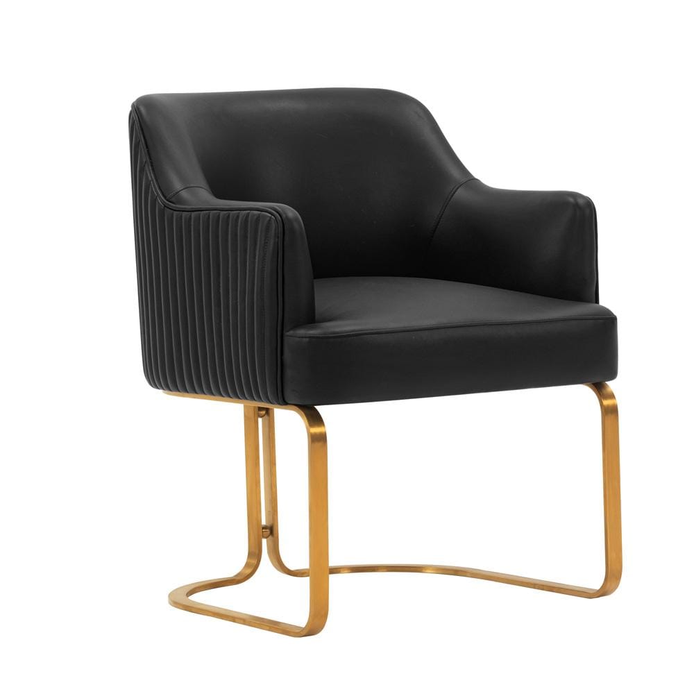 Manhattan Comfort - Raya Leatherette Dining Armchair with Stainless Steel Legs in Black - Set of 2 - 2-DC078-BK veiw 2