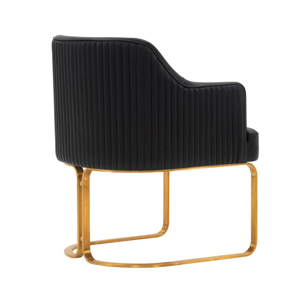 Manhattan Comfort - Raya Leatherette Dining Armchair with Stainless Steel Legs in Black - Set of 2 - 2-DC078-BK veiw 3